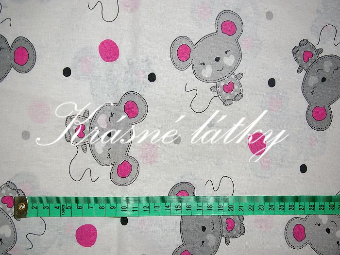 Myška Filipka růžová - 100% bavlna, š. 160 cm, 120 g/m2