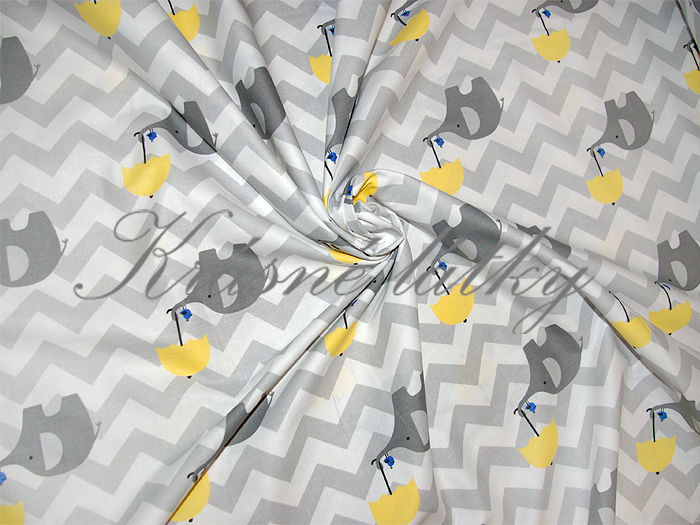 Slůňata s deštníkem - bavlněné plátno 135 g/m2 z