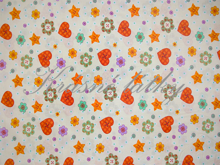 Kytičky, srdíčka - bavlněné plátno š.140, 130g/m2