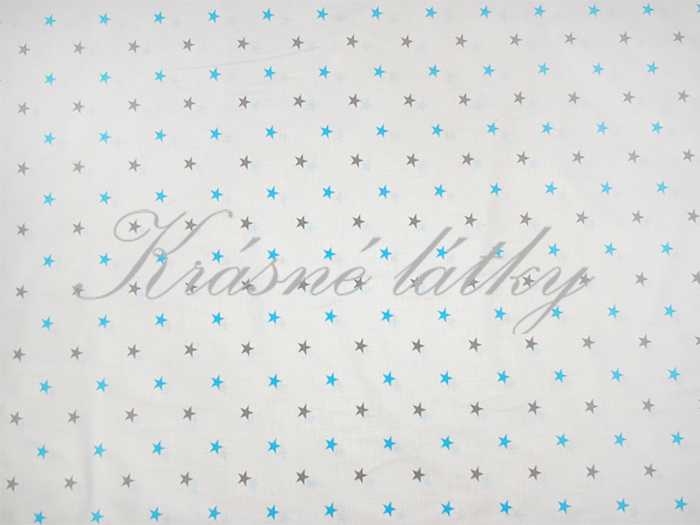 Hvězdy šedo tyrkysové - 100% bavlna, š. 160cm, 120 g/m2