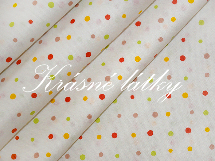 Puntíky - žlutá zelená červená sněhově bílý podklad š. 240 cm