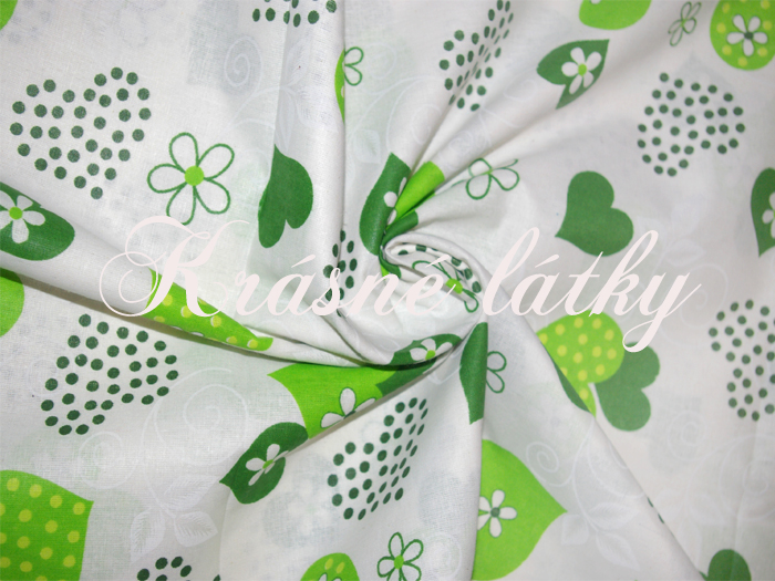 Srdce zelené provedení - 100% bavlna, š. 220 cm, 140 g/m2