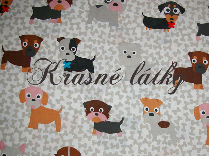 Pejskové a štěňátka - 100% bavlna, š. 160cm, 130 g/m2