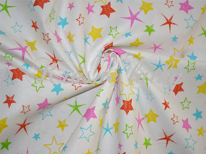 Barevné hvězdy - 100% bavlna, š 160cm, 145gr/m2
