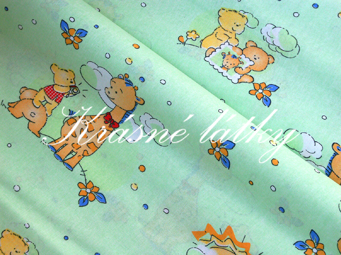 Vyprodáno Žirafa zelená - bavlněné plátno