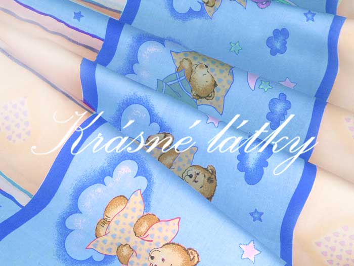 Medvídek s polštářkem růžový - bavlněné plátno