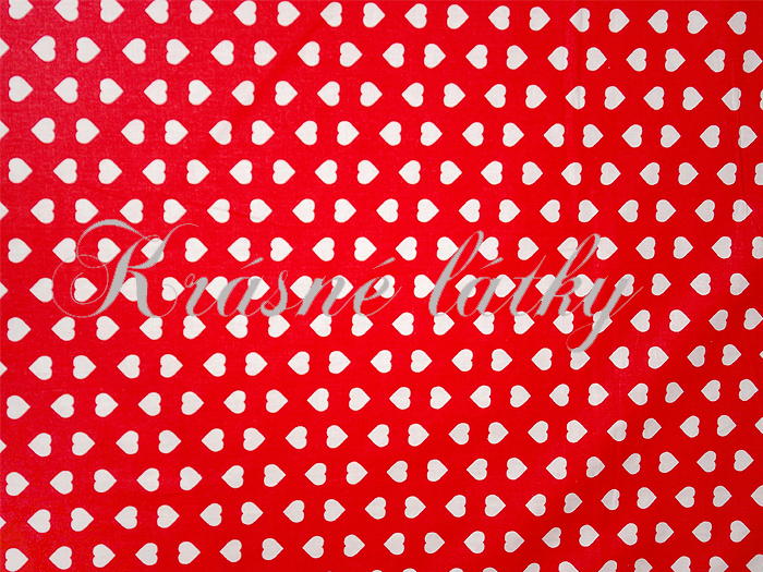 Srdíčka š. 160cm II. jakost 100% bavlna bílá/červený podklad
