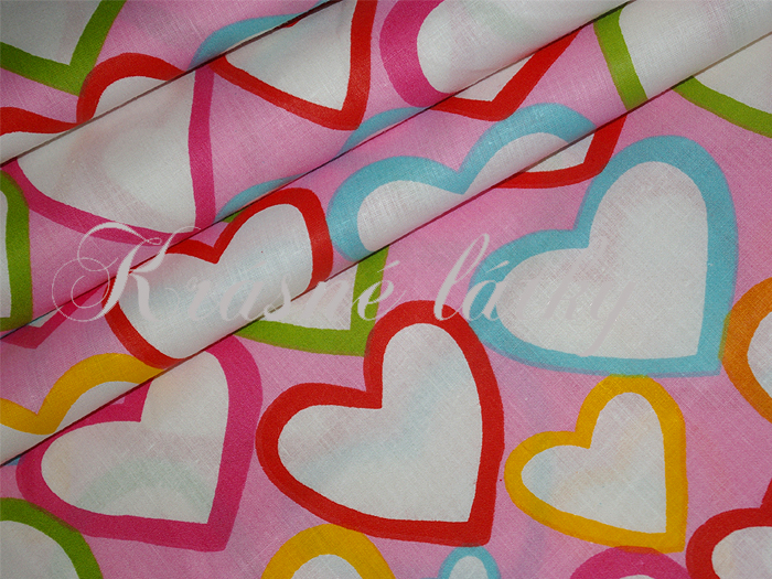 Veselá srdíčka - 100% bavlněná látka š.160cm ruzova