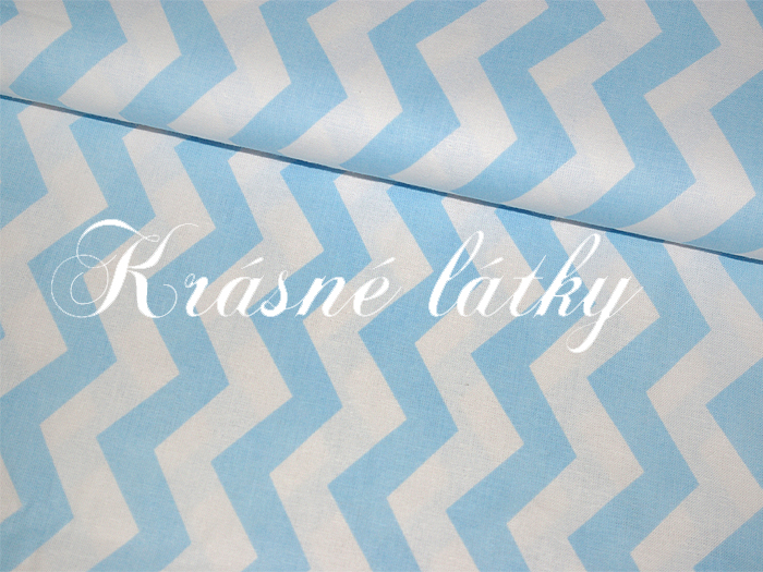 Cikcak, 100% bavlna, pěkná kvalita, chevron světle modrý