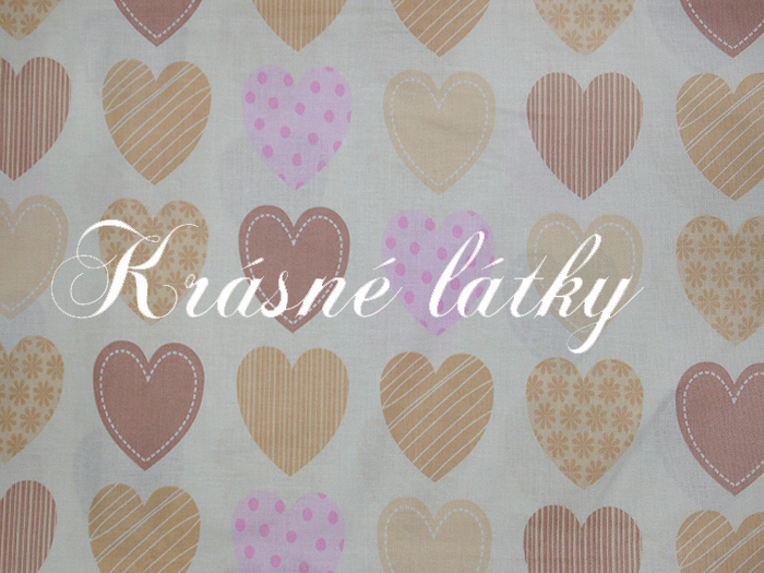 Srdíčka béžovo hnědé provedení - 100% bavlna, š. 160cm, 125gr m2