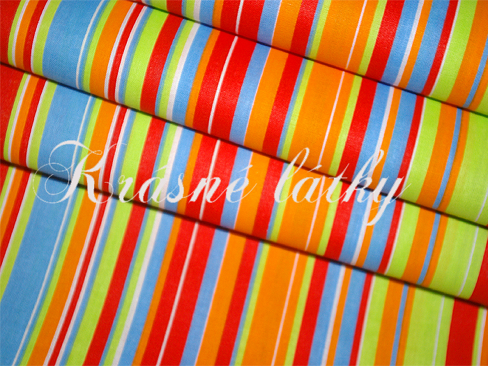 Veselé  barevné proužky, 100%  bavlna