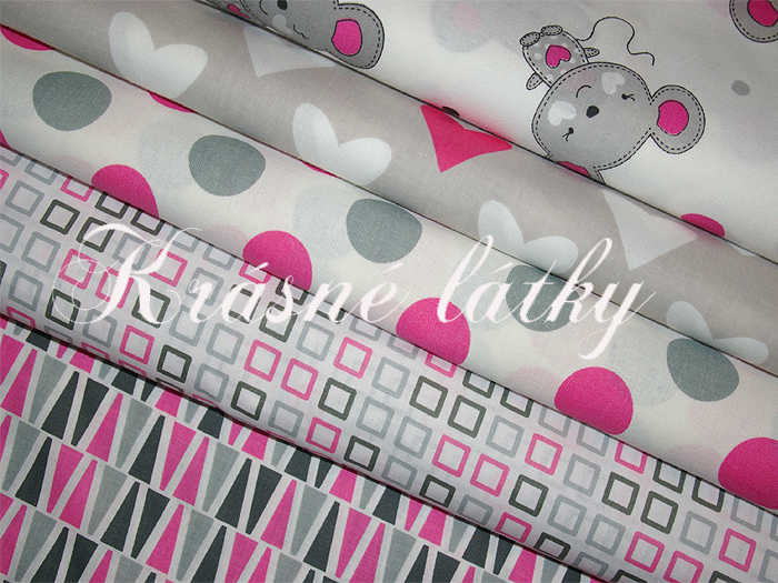 Geo růžový jehlany š. 160cm 100% bavlna 