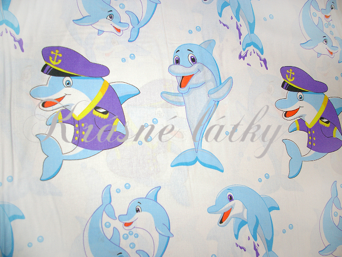 Kapitán delfín - 100% bavlna, š.  220 cm, 130 g/m2, fialové provedení 