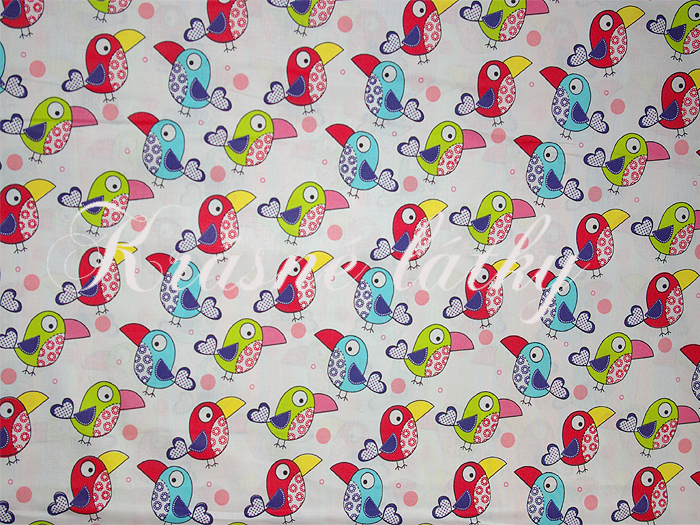 Ptáčci  - 100% bavlna, š. 160 cm, 130 g/m2 hladké plátno