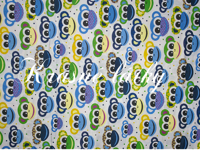 Vyprodáno Opičky blue š.160 cm 100% bavlna, hladké plátno