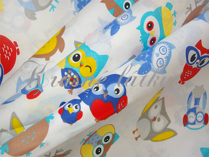 Sovy - 100% bavlna, š. 160 cm, 135 g/m2