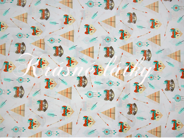 Indiáni teepee š.160 cm 100% bavlna bílý podklad