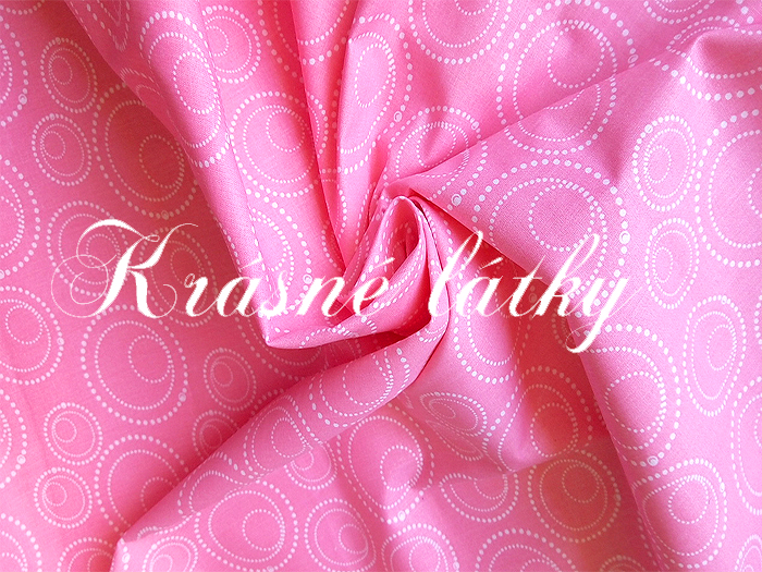 Kruhy - růžové, 100% bavlna, šíře 140cm