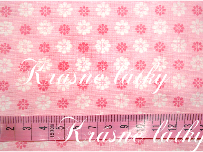 Drobná kytička, 100% bavlna, světle růžový podklad, šíře 140cm