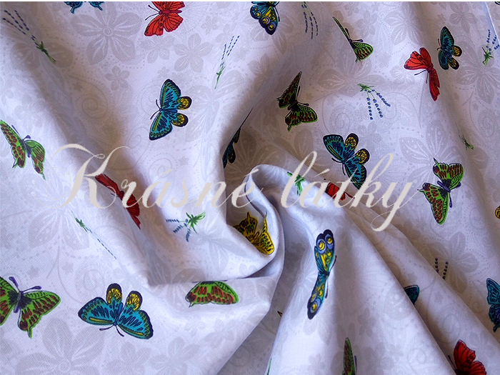 Motýlci - 100% bavlna, š. 140 cm, 180 g/m2