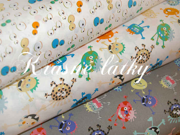 Oči na šedém podkladu - š. 160 cm, 100% bavlna