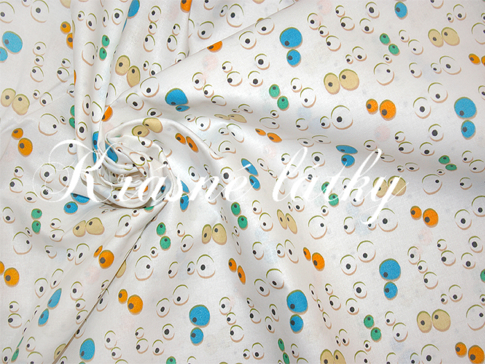 Oči na bílém podkladu - 100% bavlna, š. 160 cm, 140 g/m2