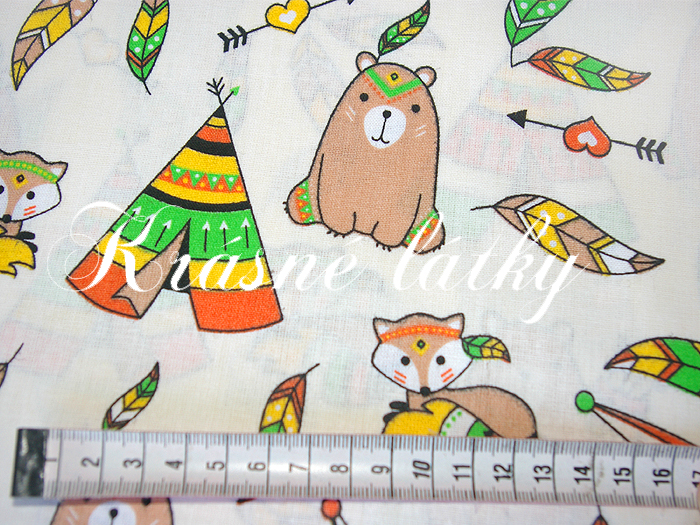 Tepee týpí bavlněná metráž - 100% bavlna, š. 160 cm , 130 g/m2