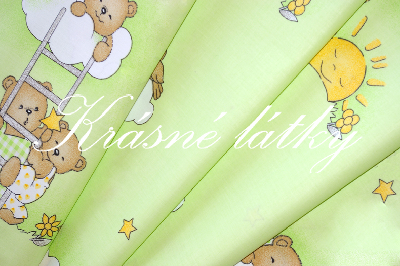 Medvídek zelený, příjemné bavlněné plátno na dětské povlečen