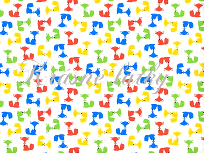 Lišky barevné - 100% bavlna, š. 160 cm, 130 g/m2, bílý podklad