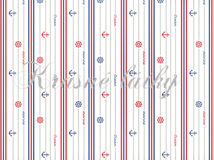 Ocean - 100% bavlna, š. 160cm, 130 g/m2, plátno, látka s kotvami a kormidlem