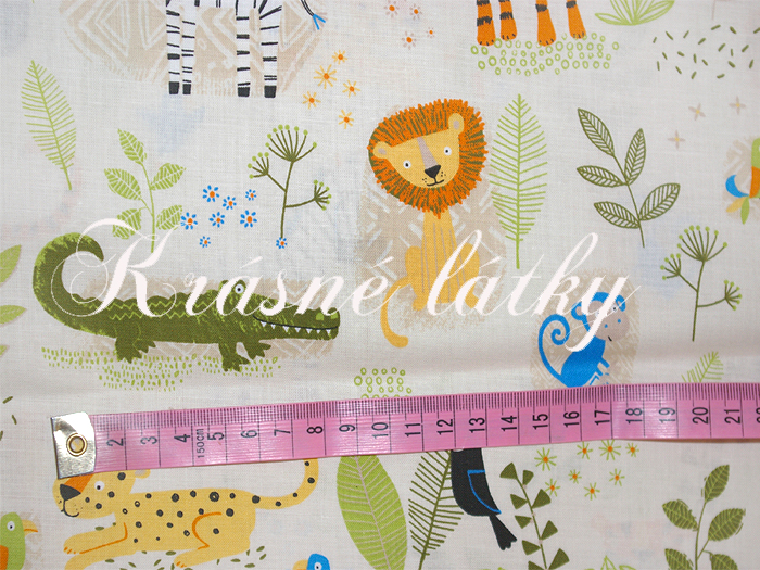 Lev,tygr,tukan,krokodýl,zebra,levhart,100% bavlna,dětská látka se zvířátky