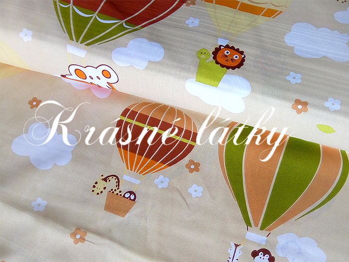 Balón, bavlněná látka - metráž š. 140cm, gramáž 135g/m2,okr podklad,100% bavlna