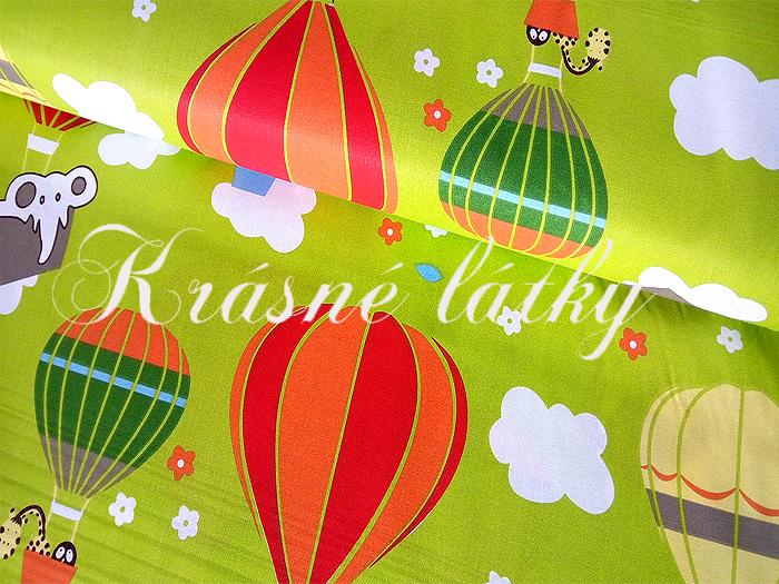 Balón, bavlněná látka - metráž š. 140 cm, gramáž 135g/m2, zel. podklad, 100% bavlna