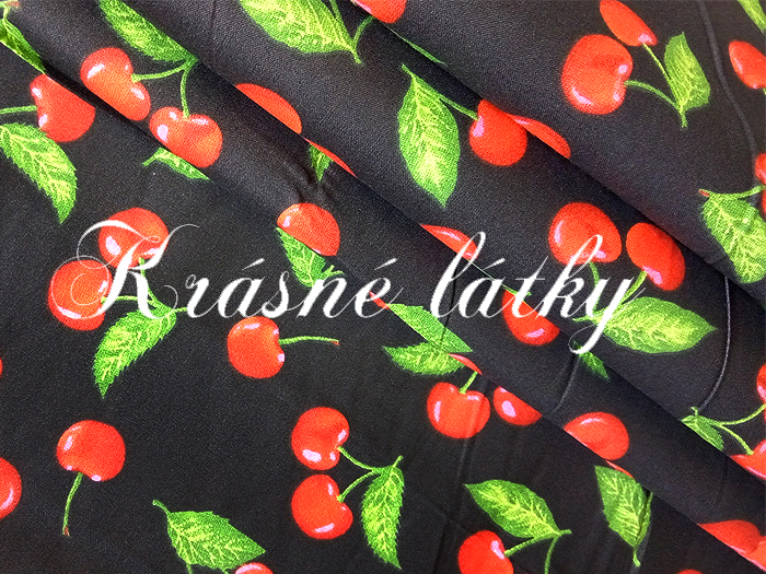 Třešně, bavlněná látka,metráž š. 140cm, gramáž 135g/m2, 100% bavlna