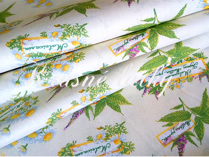 Bylinkový koš, bavlněná látka,metráž š. 140cm, gramáž 135g/m2, 100% bavlna