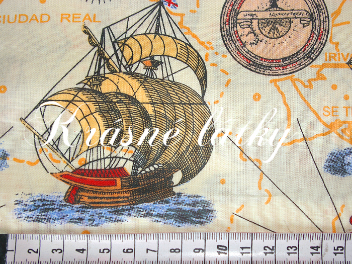 Lodě - 100% bavlna, š. 140 cm, 135 g/m2