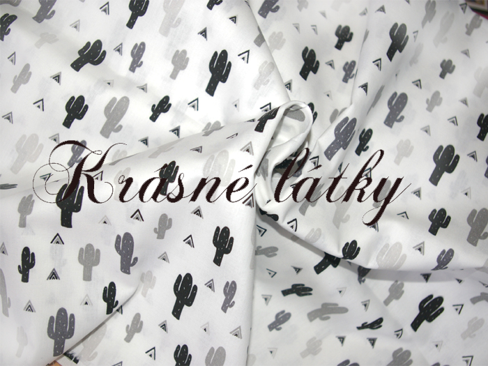 Kaktusy š.150 cm, 100% bavlna, sněhově bílý podklad, atest pro děti do tří let 