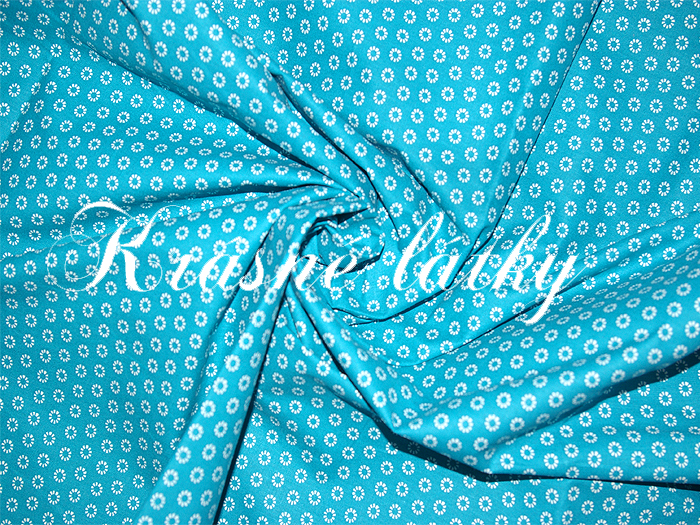 Sedmikrásky tyrkysové - 100 % bavlna, š. 160 cm, 120 g/m2