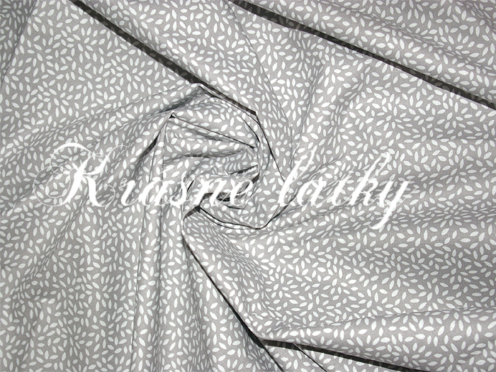 Lístky šedé - 100% bavlna, š. 160 cm, 120 g/m2