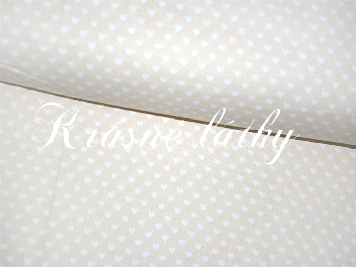 Srdíčka béžová - 100% bavlna š. 140cm,135g/m2