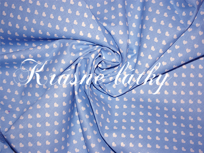 srdíčka, bavlněné látky - metráž š. 140cm, gramáž 135g/m2 sv. modrá