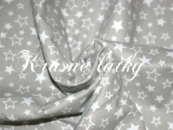 Menší hvězdy šedé - 100% bavlna, š. 160 cm bavlna, 130 g/m2