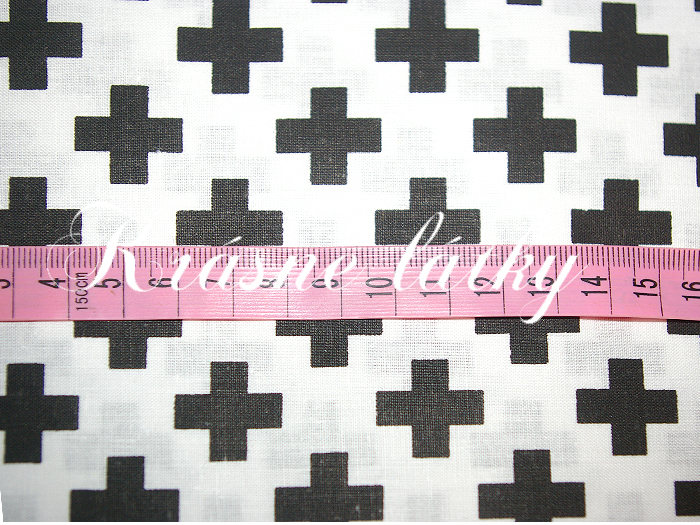 Bavlněná látka pluska - 100% bavlna, ,š. 160cm, 135g/m2, bílý podklad, černá pluska