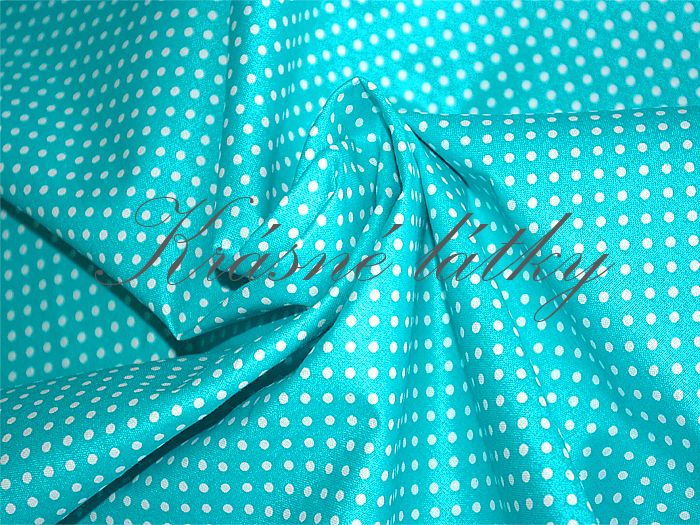 Puntíky 2mm - tyrkysový podklad š. 140cm