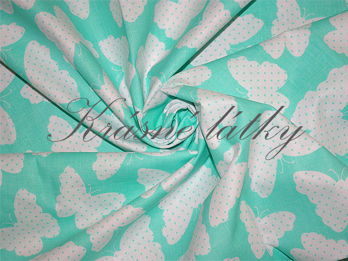 Motýlci azurová barva, šířka 160cm, 100% bavlna