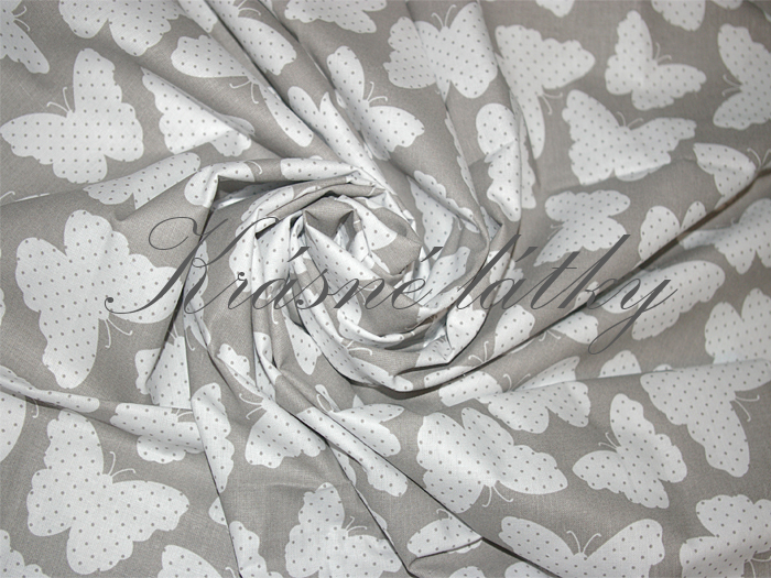 Motýlci šedá barva, šířka 160cm, 100% bavlna