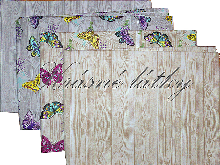 Béžová, okrová, prkna - 100% bavlna, š. 140 cm, 180 g/m2