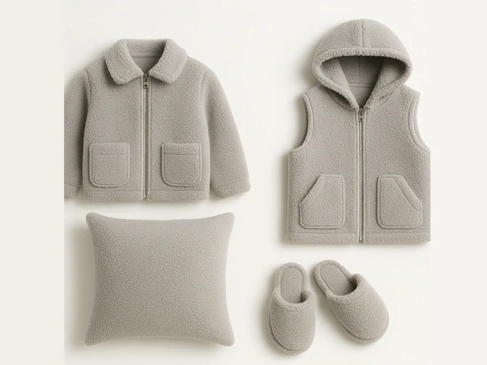 Sherpa, krásná měkká látka světle šedá 