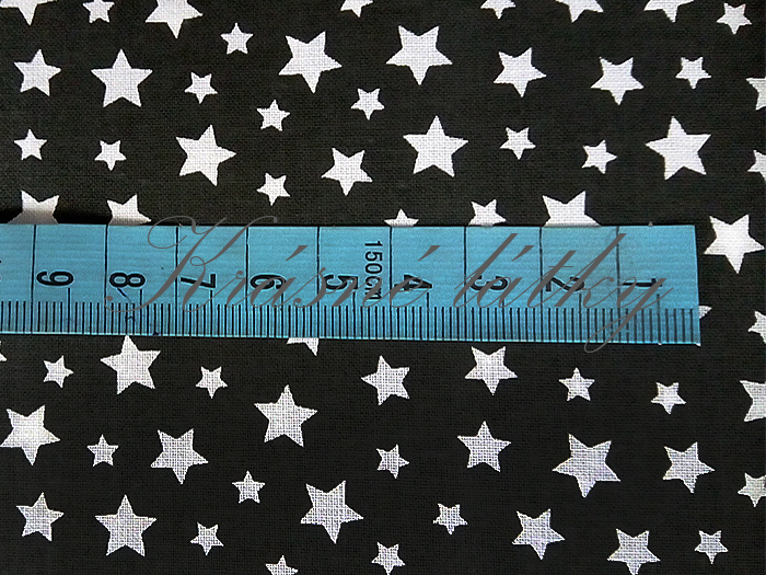 Menší hvězdy černé - 100% bavlna, š. 160 cm bavlna, 130 g/m2