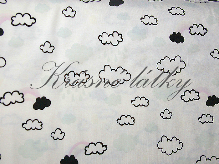 Látka s měnícím se efektem Mraky bavlněný úplet atest 95 % bavlna, 5 % elastan drobný vzor